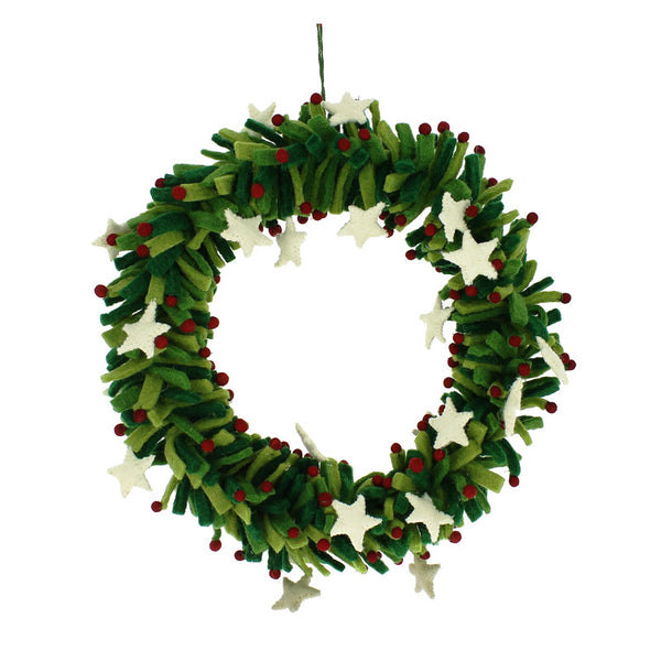 Green Wreath with Stars and Berries