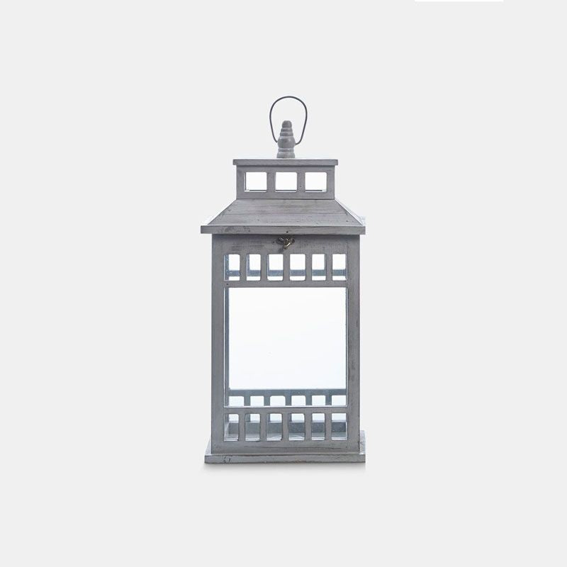 Slate Grey Wooden Lantern - Small