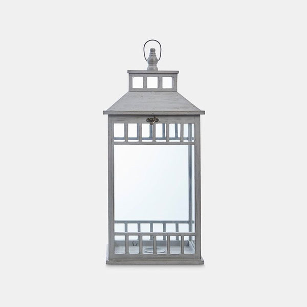 Slate Grey Wooden Lantern - Large