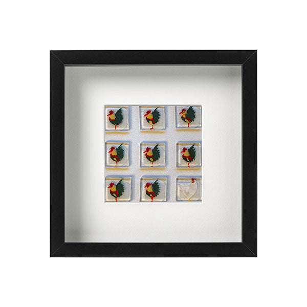'Cluck!' Framed Fused Glass Picture