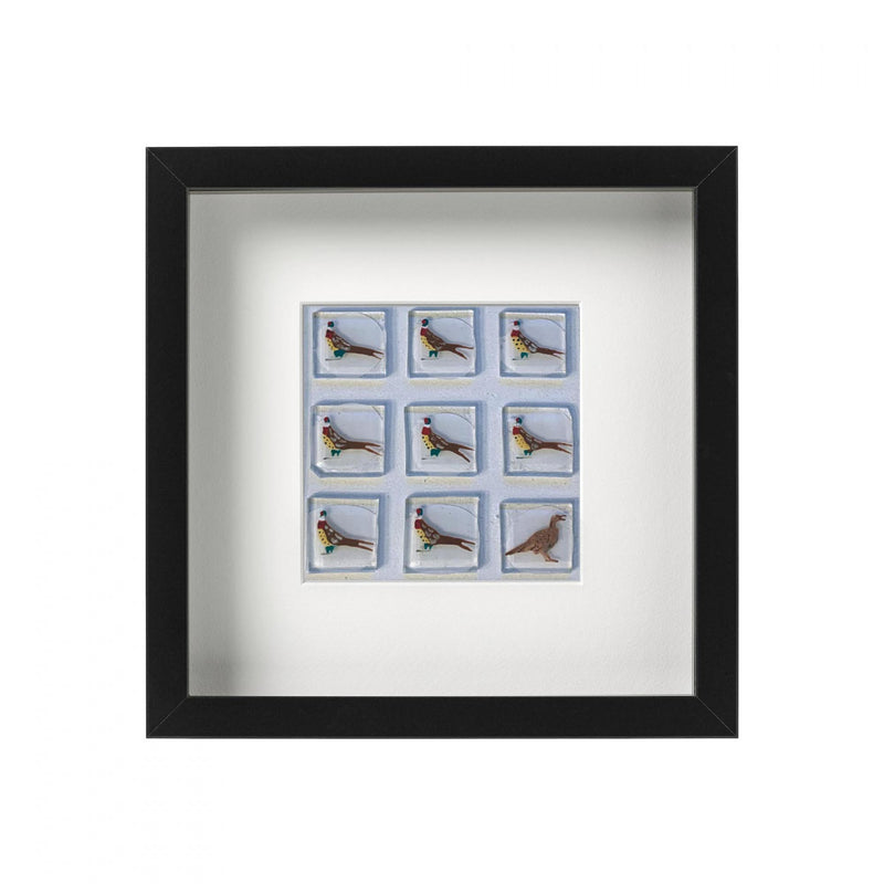 'Pheasants!' Framed Fused Glass Picture